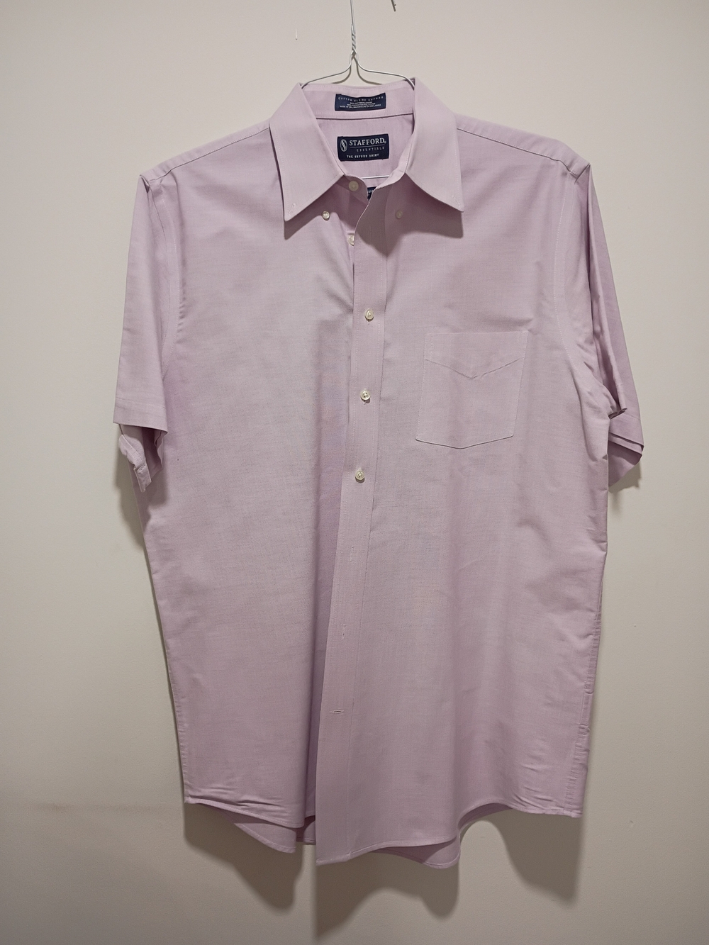 Stafford Men’s Light Pink Short Sleeve Dress Shirt
